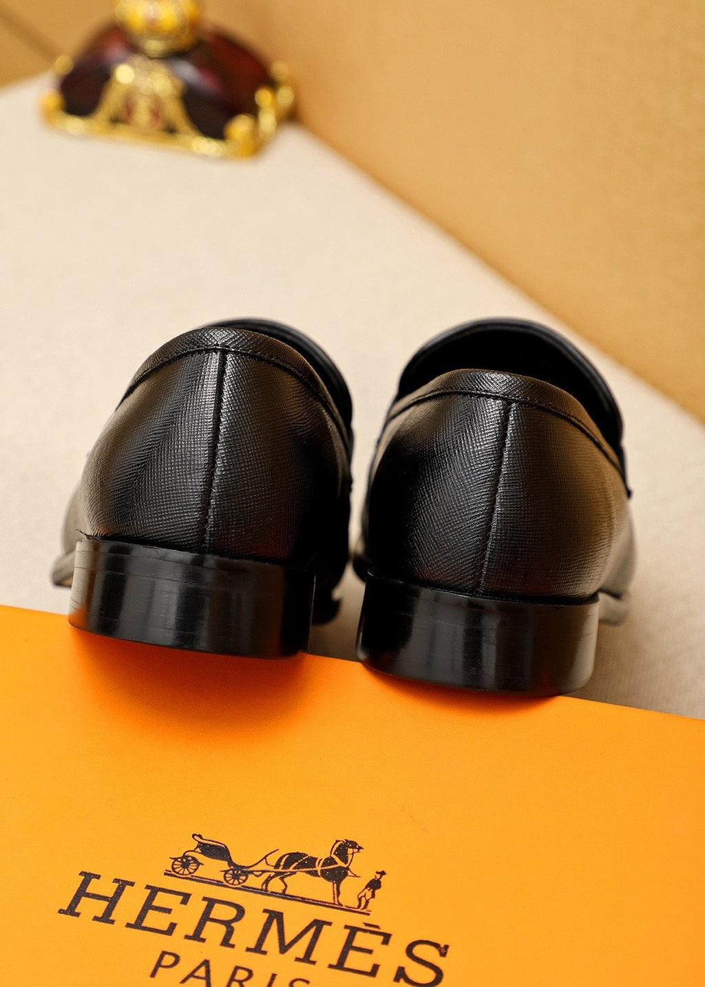 Hermès Black H-Strap Slip-On Loafers