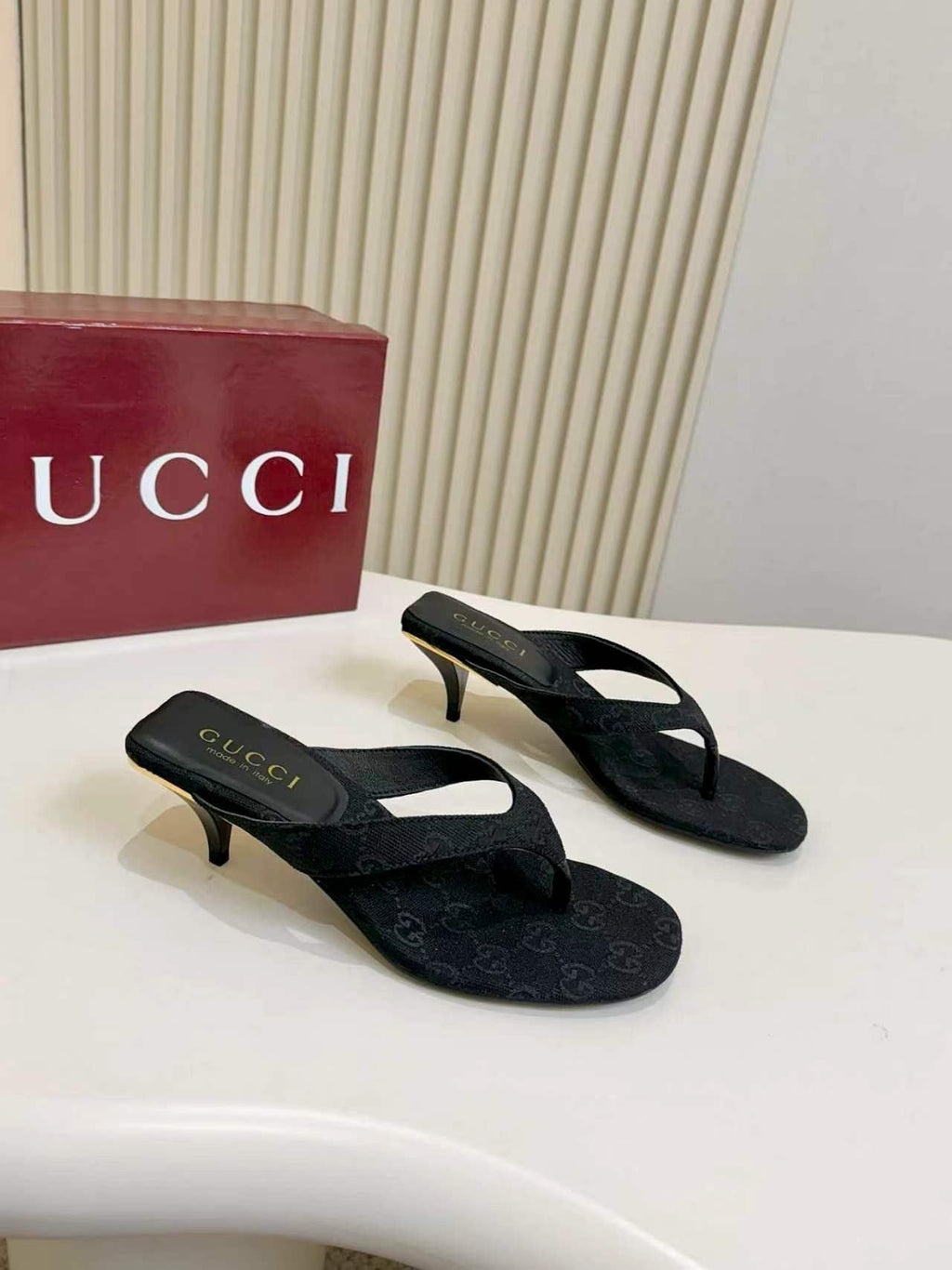 Gucci Monogram Slingback Heeled Sandals