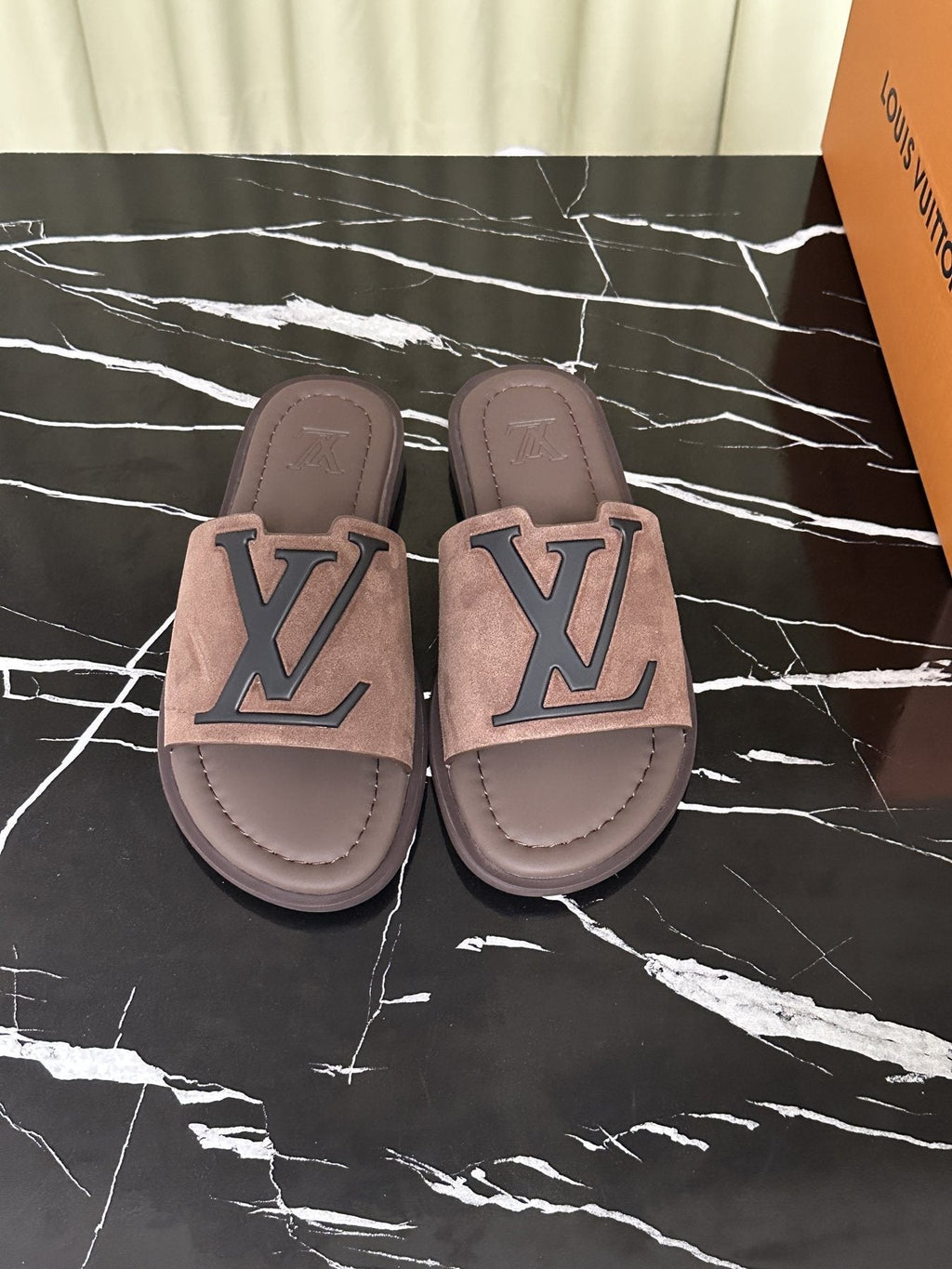 Louis Vuitton Logo Strap Slide Sandals