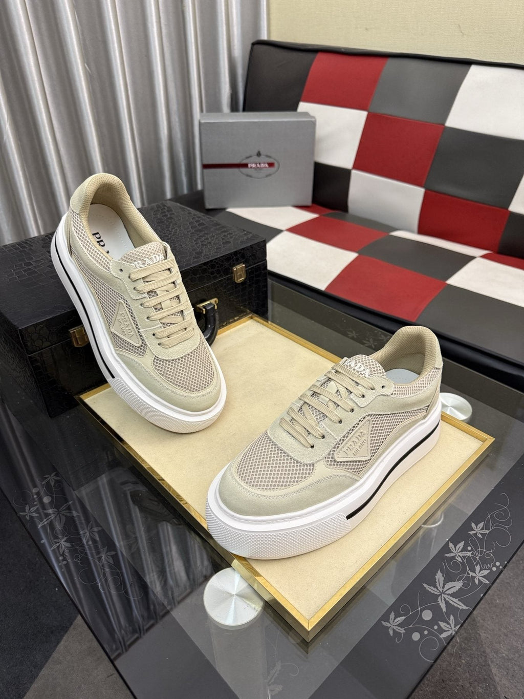 Prada Low-Top Mesh Sneakers