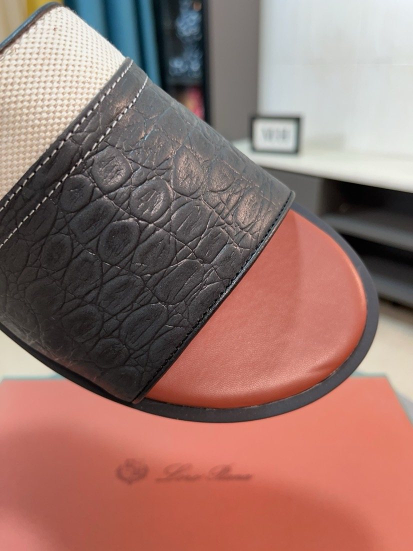 Loro Piana Contrast-Trim Slide Sandals