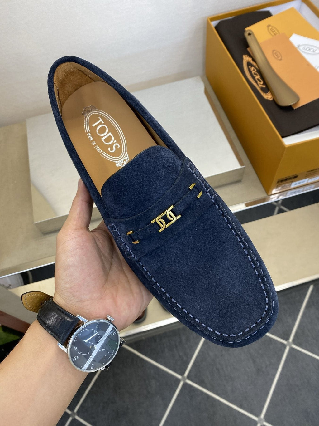 TOD'S Men's Gold-Tone Hardware Loafers