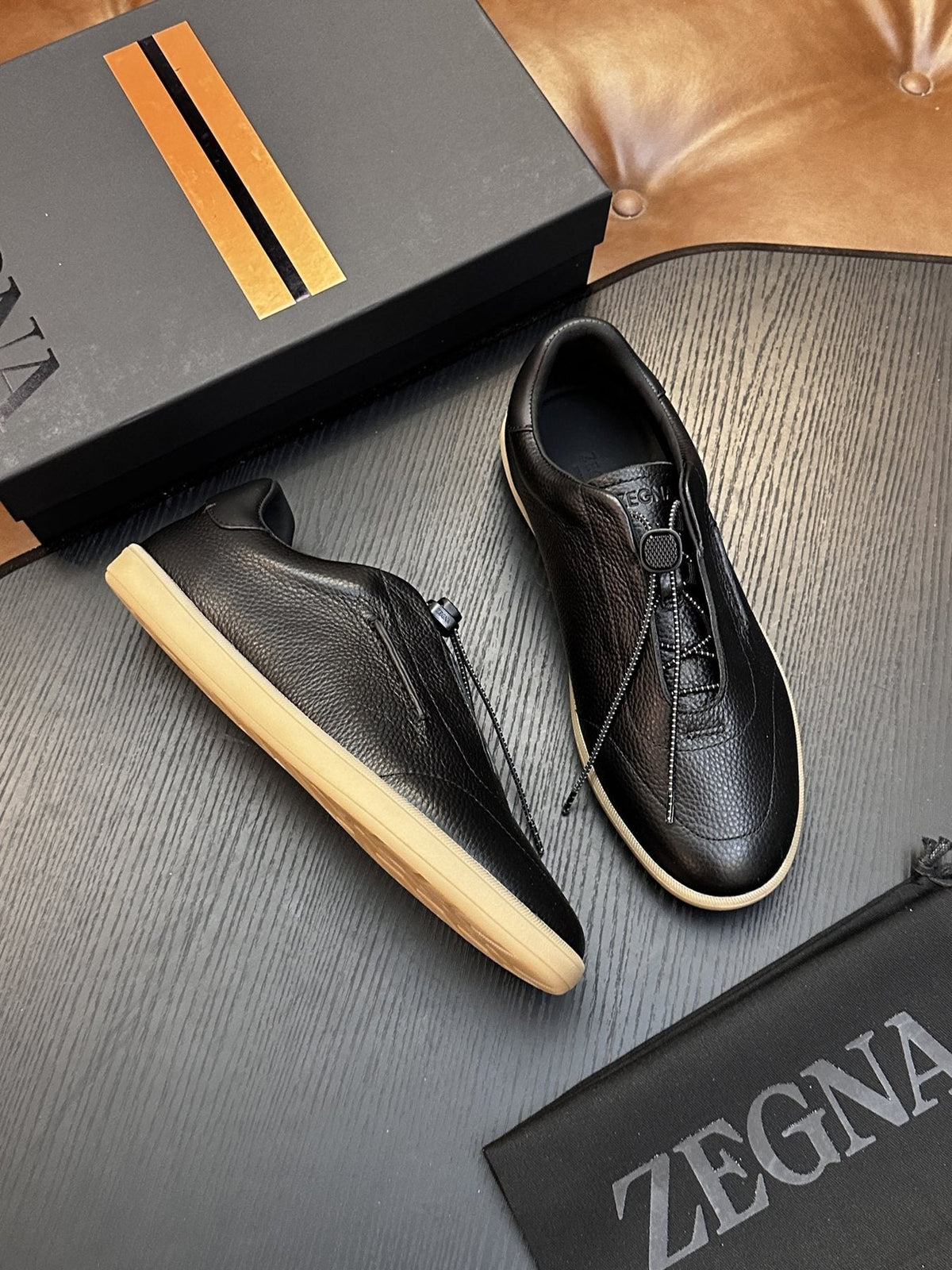 Zegna Zip-Front Slip-On Sneakers