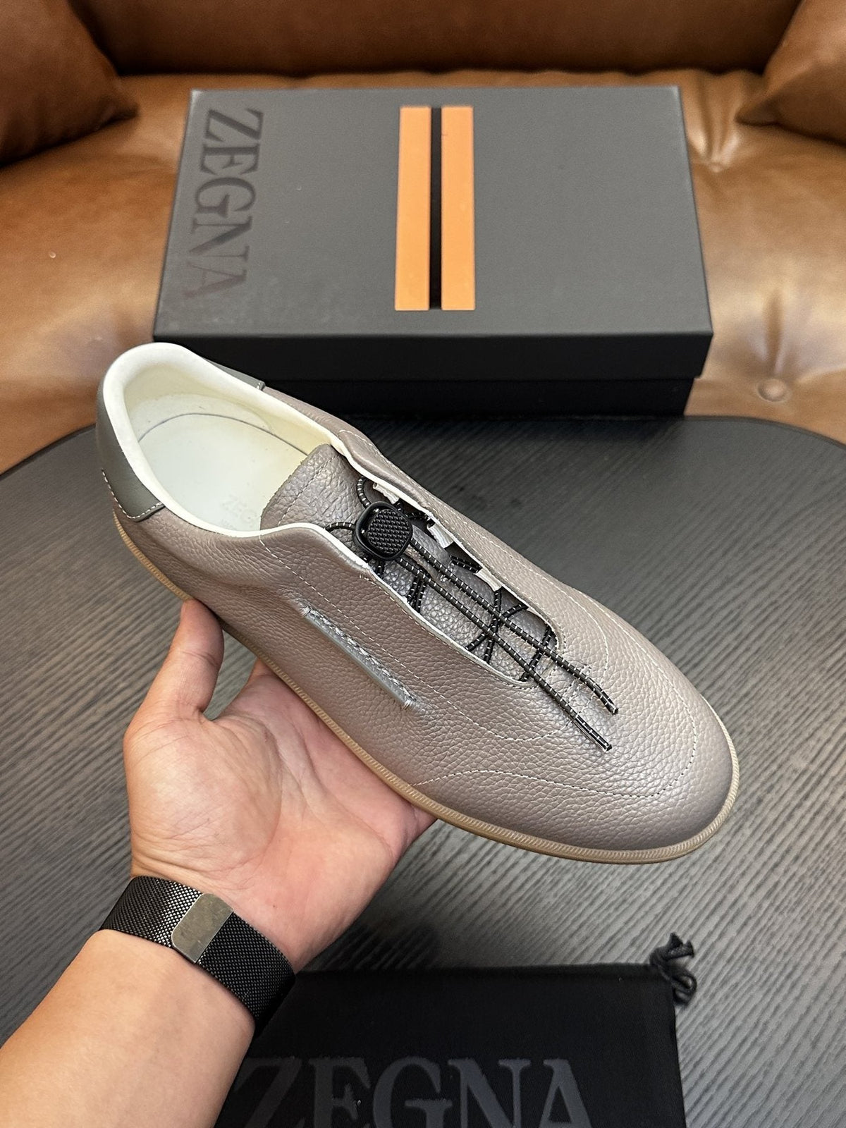 Zegna Zip-Front Slip-On Sneakers