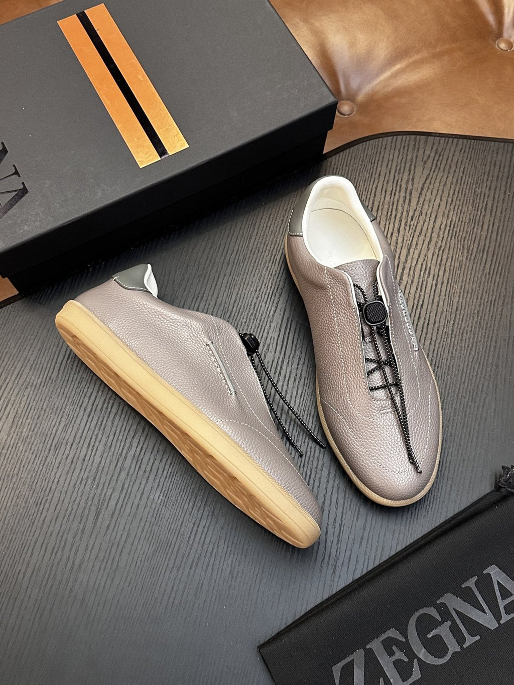 Zegna Zip-Front Slip-On Sneakers