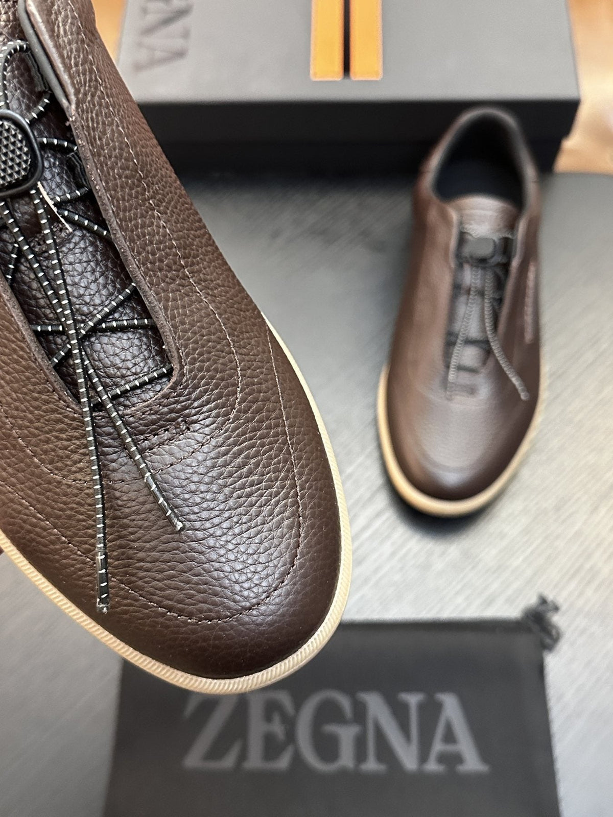 Zegna Zip-Front Slip-On Sneakers