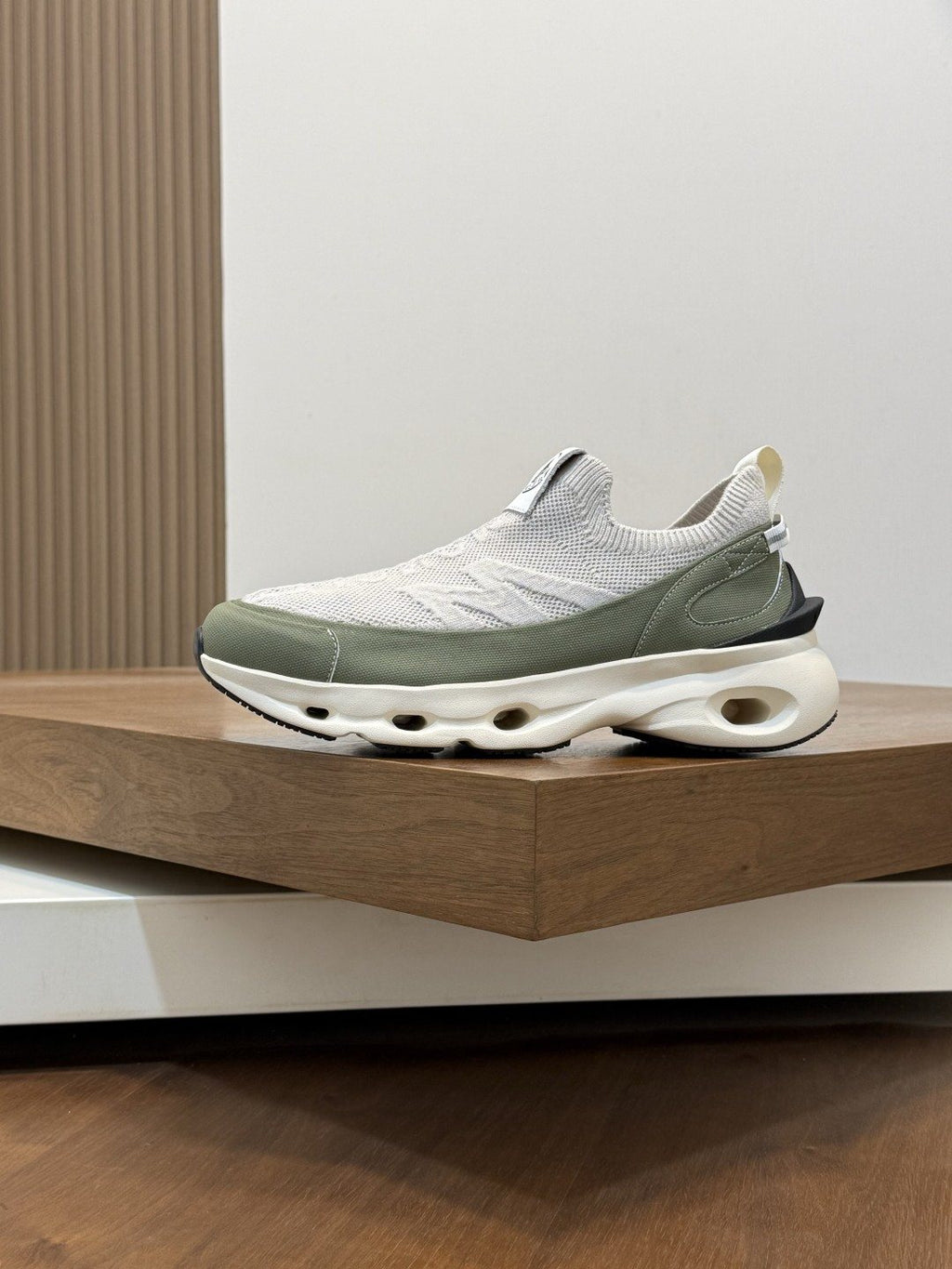 Moncler Men's Off-White Slip-On Sneakers