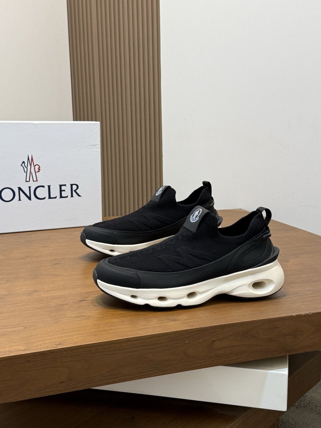 Moncler Men's Off-White Slip-On Sneakers