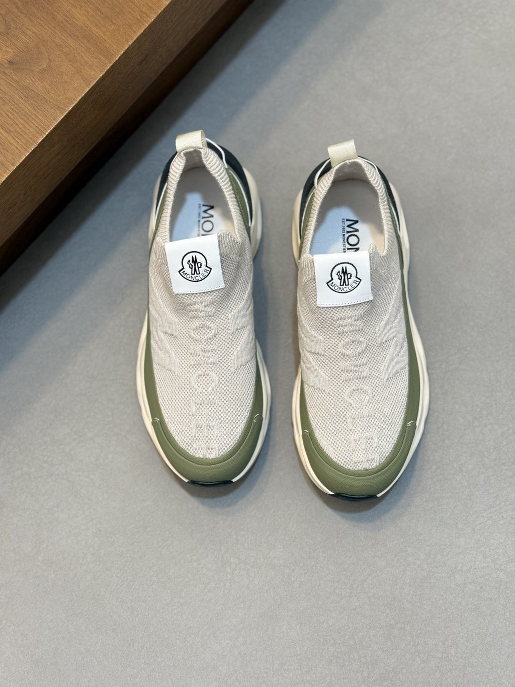 Moncler Men's Off-White Slip-On Sneakers