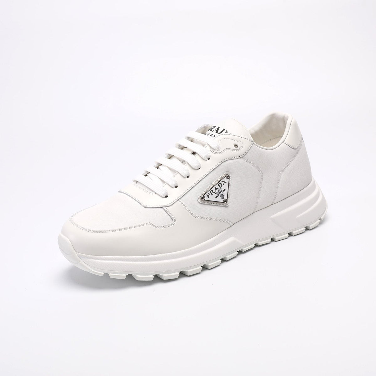 Prada Men's Triangle Plaque Low-Top Sneakers - Lugged Outsole