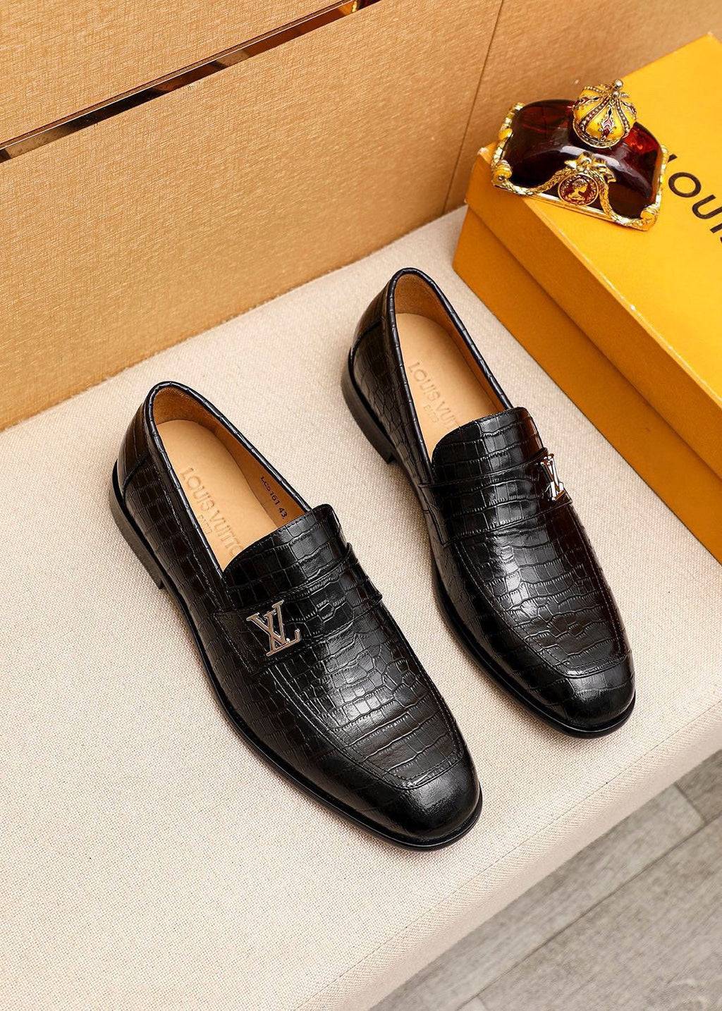 Louis Vuitton Embossed Metal-Accent Loafers