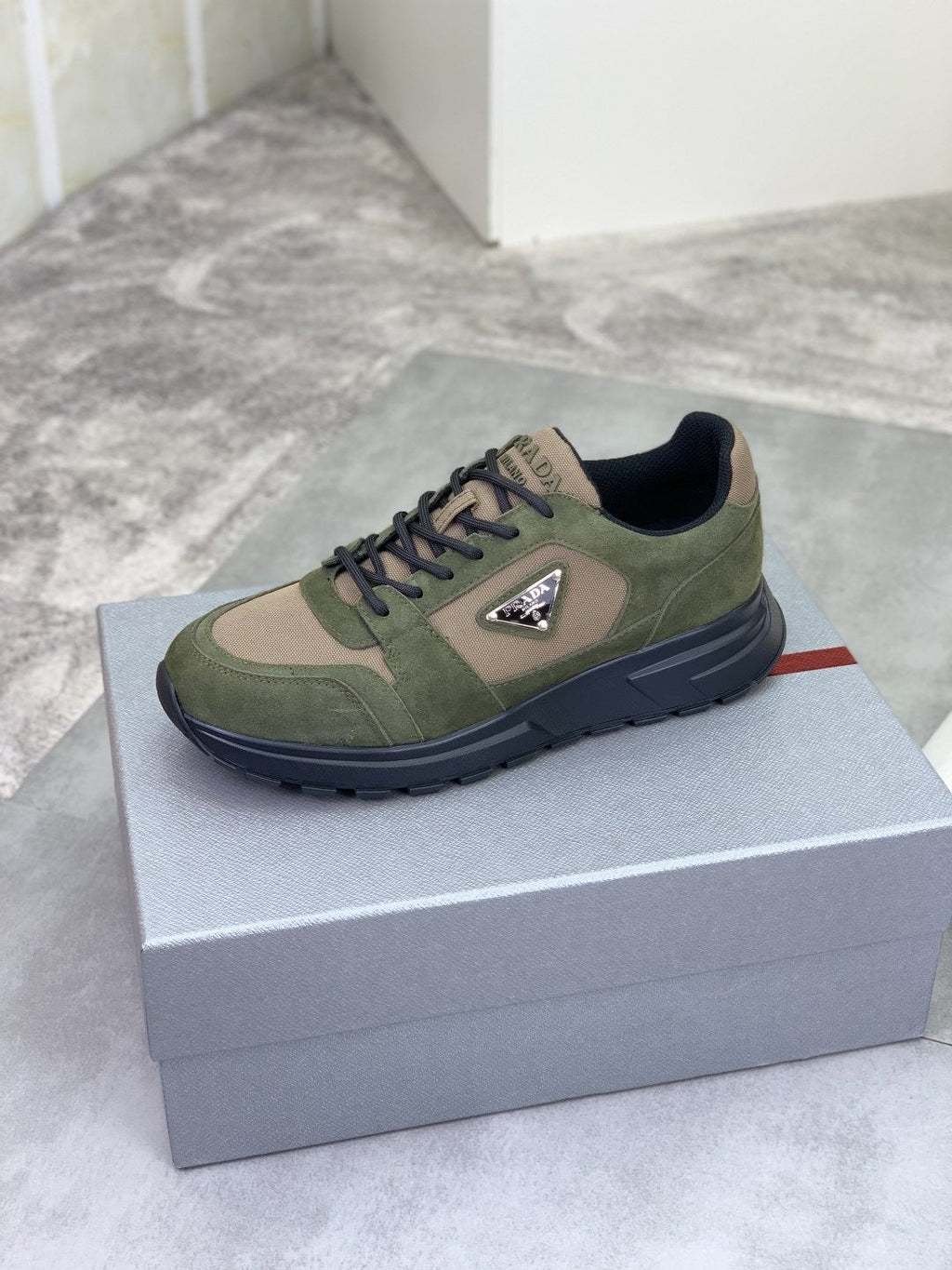 Prada Gray Paneled Men's Sneakers