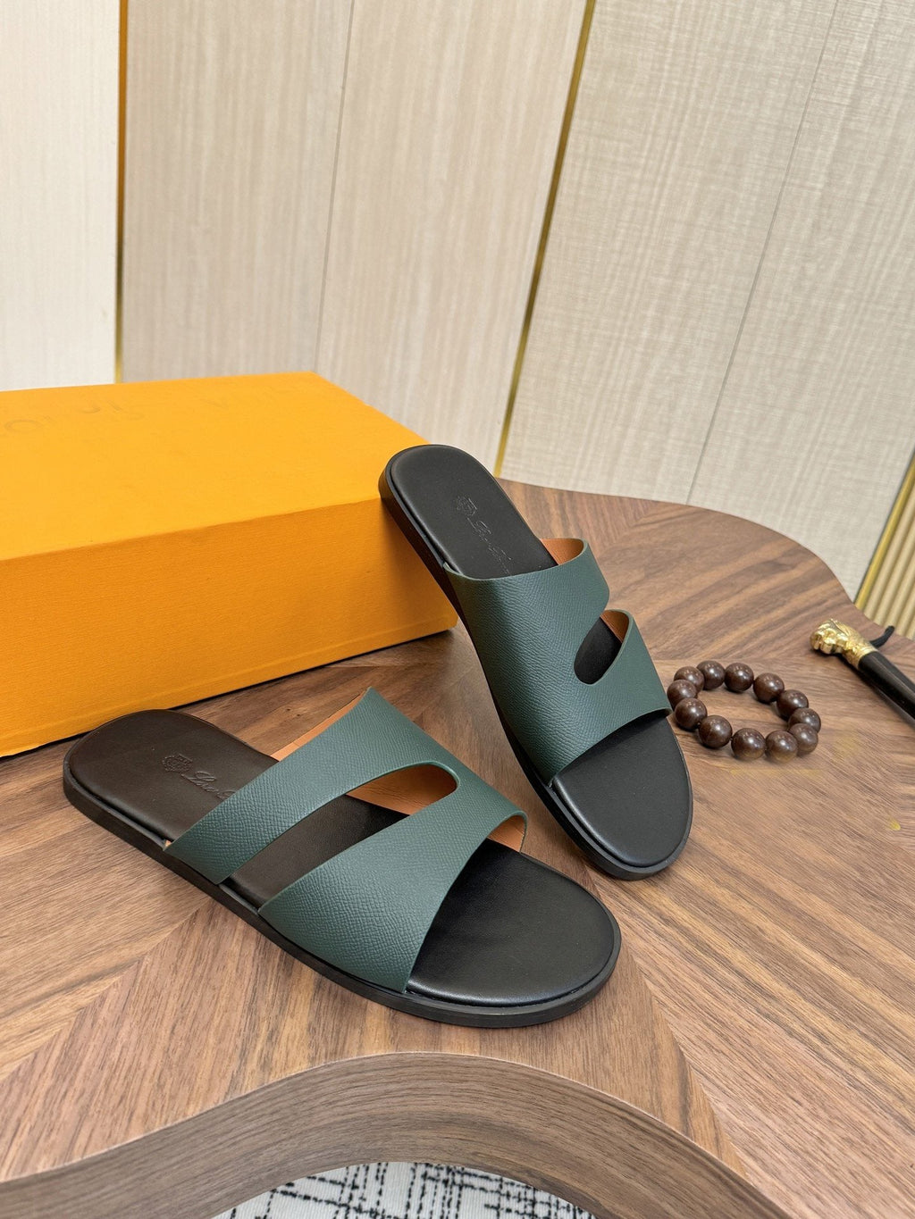 Loro Piana Two-Strap Slide Sandals