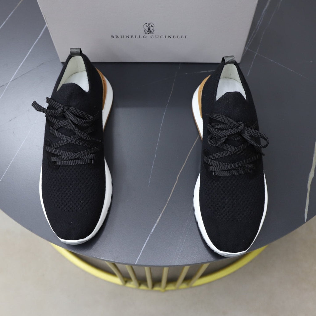 Brunello Cucinelli Dark Gray Knit Sneakers