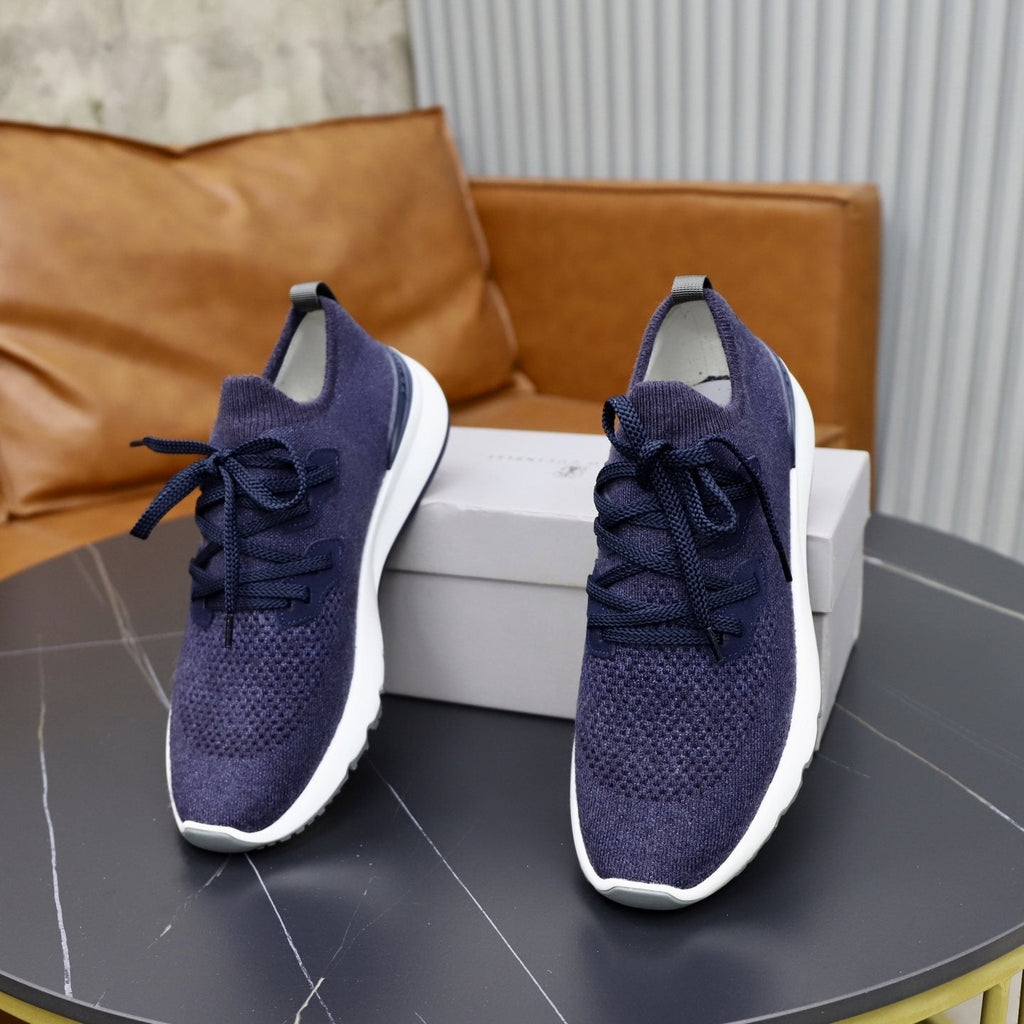 Brunello Cucinelli Dark Gray Knit Sneakers