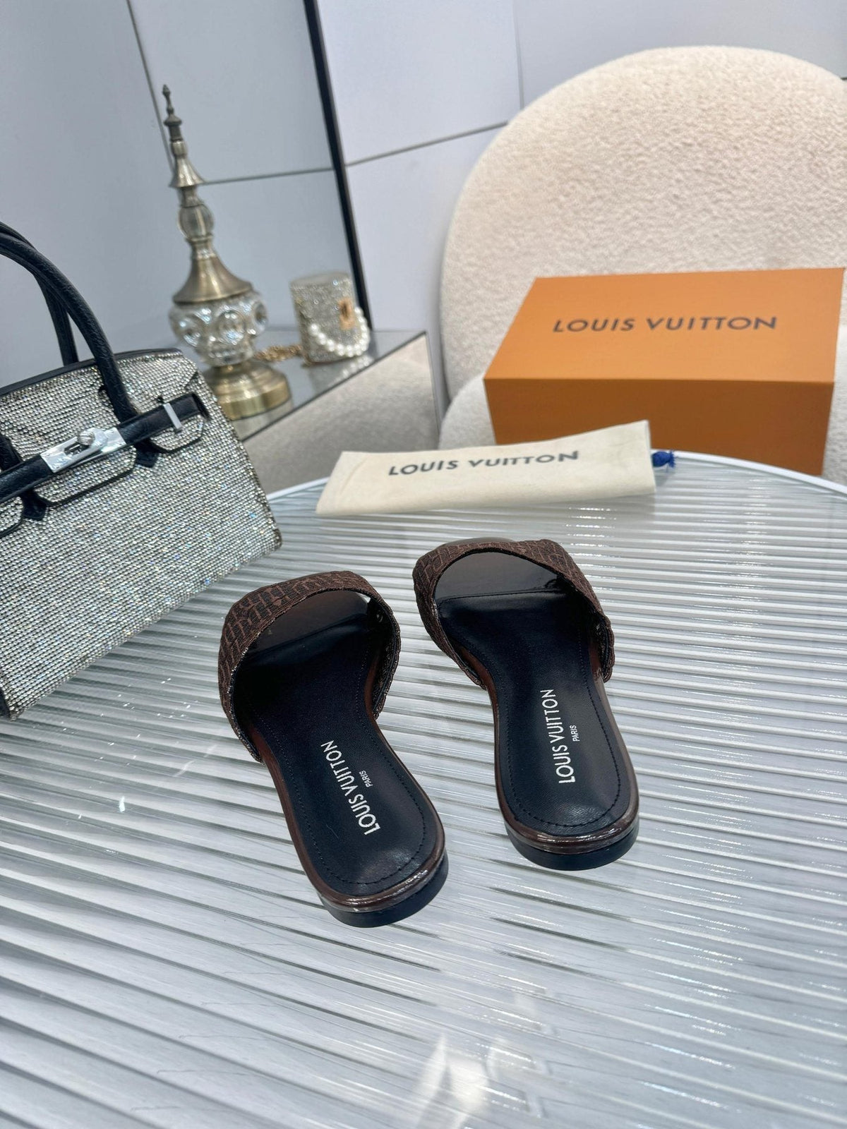 Louis Vuitton Woven Open-Toe Slide Sandals